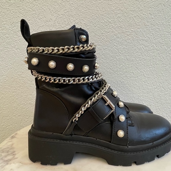 Zara Leather Combat Boots | size 6.5 | 37 - Picture 3 of 7